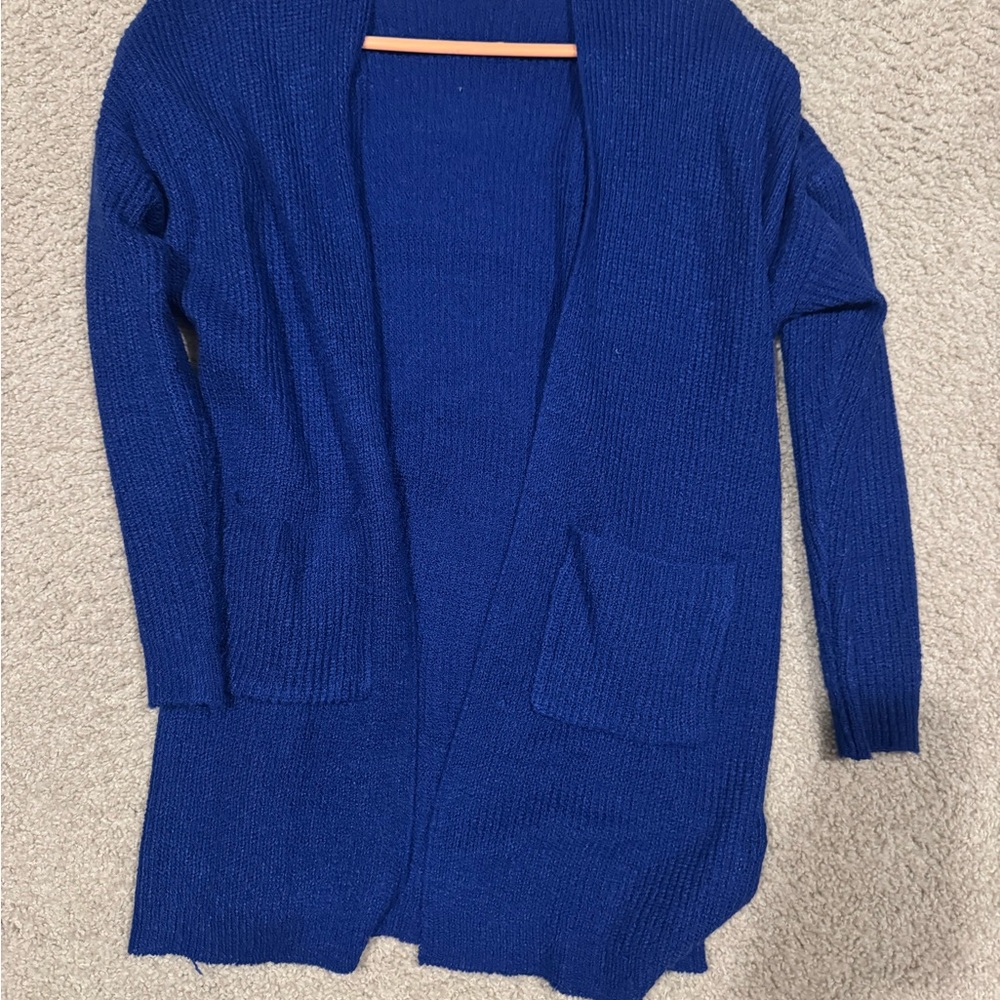 Women's Blue Open Front Sweater